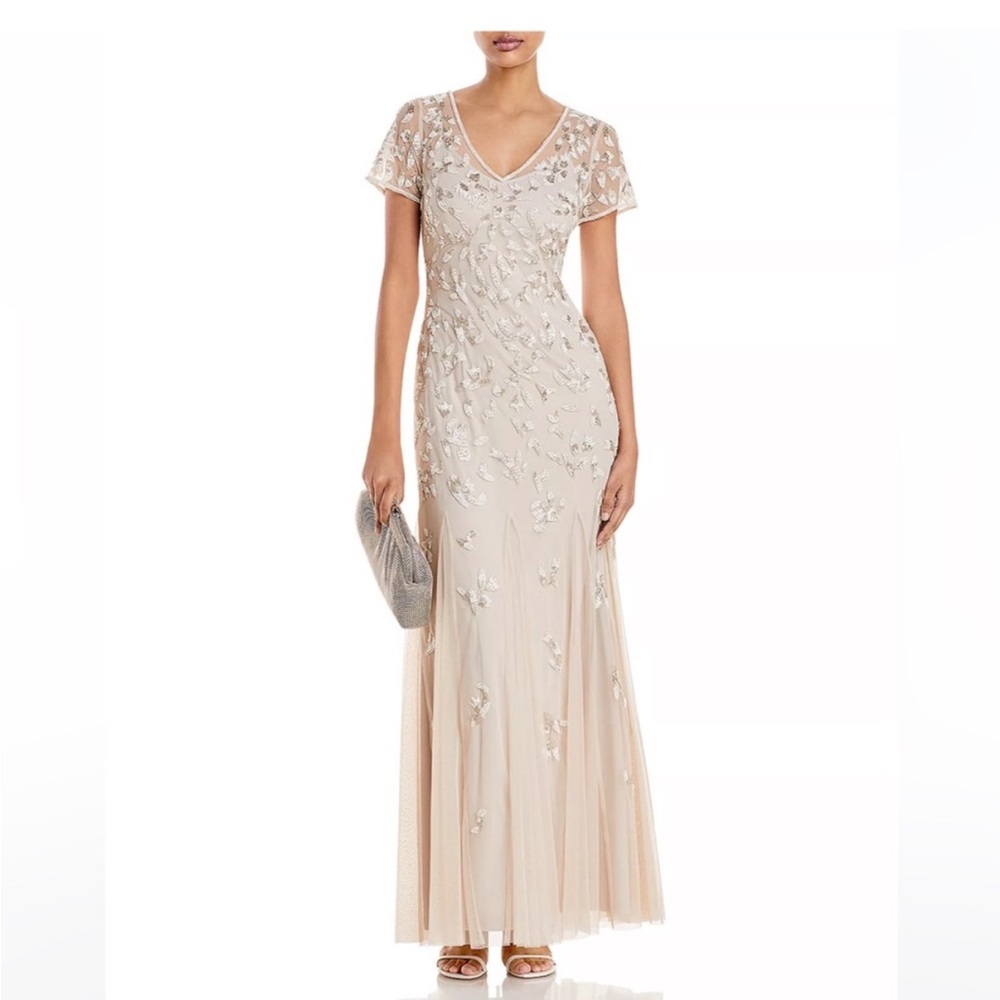 Adrianna Papell Beaded Godet Gown